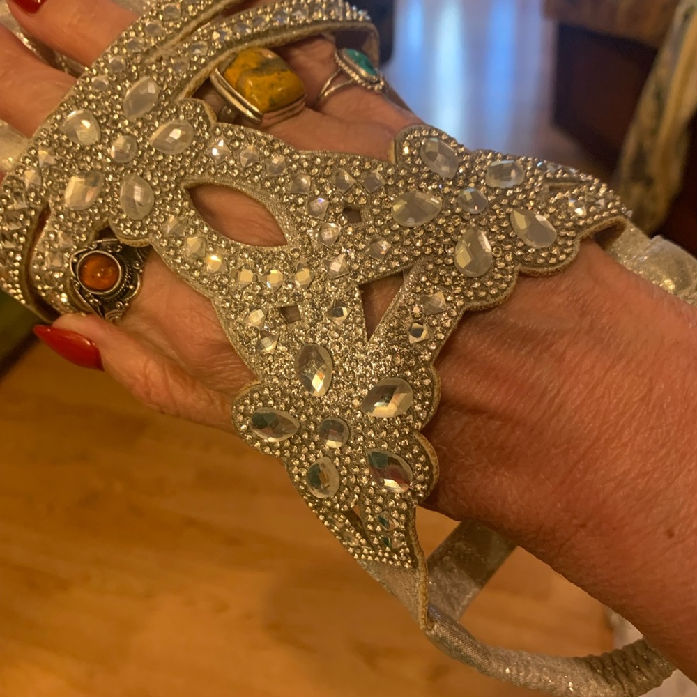 Glamorous Silver Rhinestone Sandals - Picture 5 of 10
